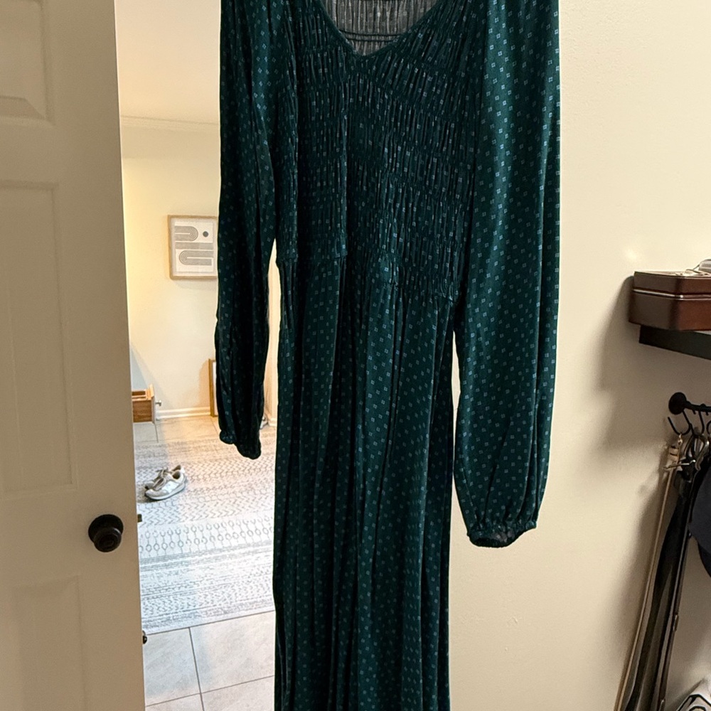 Long Sleeve Teal Green Maxi Dress